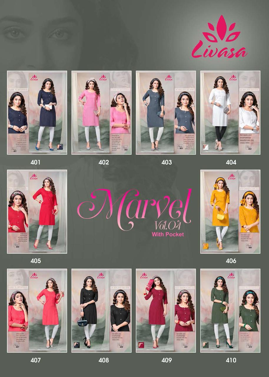 Livasa Marvel 4 Casual Daily Wear Rayon Designer Kurti Collection